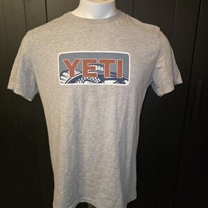 Yeti Gray and Blue Logo Tee